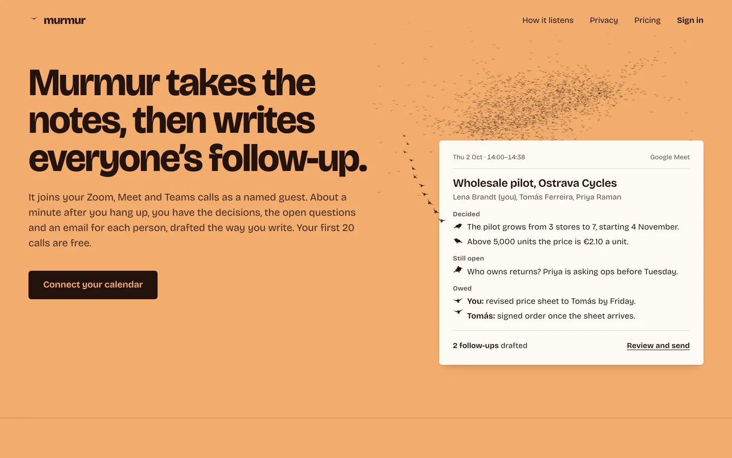 Murmur, the same brief with Web Designer: a murmuration of starlings.