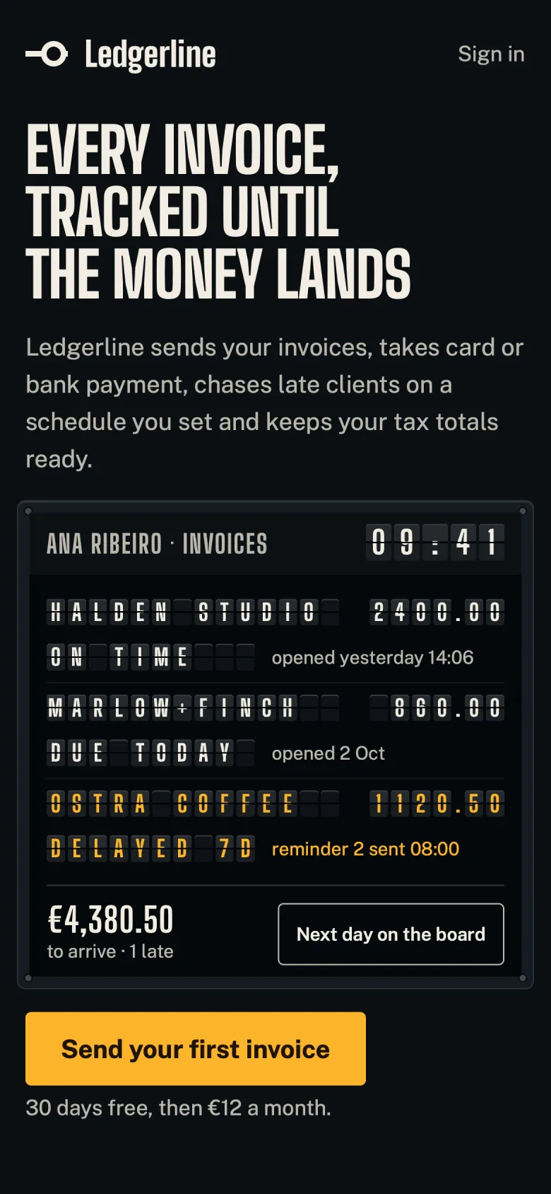 Ledgerline on iPhone.